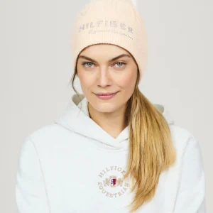 Bonnet à pompon Perry Taupe Tommy Hilfiger Equestrian – Élégance et chaleur en hiver