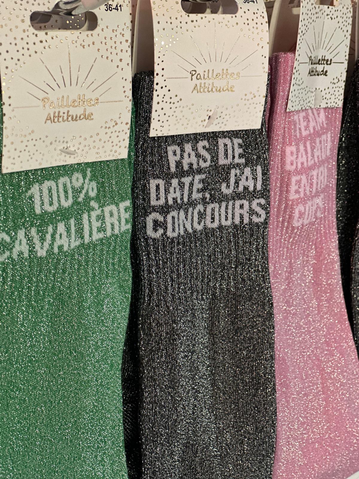Chaussettes d’Équitation Paillettes à Slogan – Qualité Premium – Tkt je gère (pas du tout) – Image 5