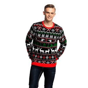 All in One – Motifs de Noël – Pull Moche pour Homme Noir