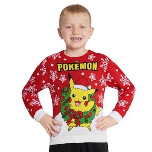 Attrapez-les Tous ! – Pull Pokémon Brillant – Pull de Noël Enfant Officiel