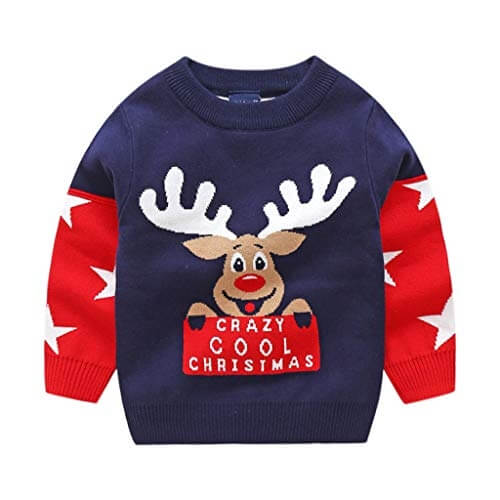 Baby loves Rodolphe – renne, « Crazy cool Christmas » -Pull de Noël Enfant / Bébé – Image 2