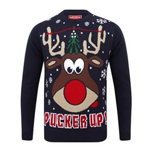 Baiser sous le gui – Pull de Noël avec Rodolphe le Renne