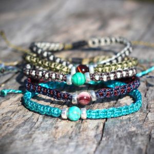 Bracelet pour homme en fil tressé et pierre naturelle – ARTHUR