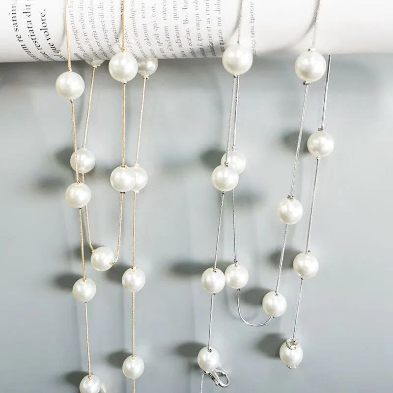 Ceinture bijoux élégante avec chaine fine réglable en métal et perles blanches – Image 9