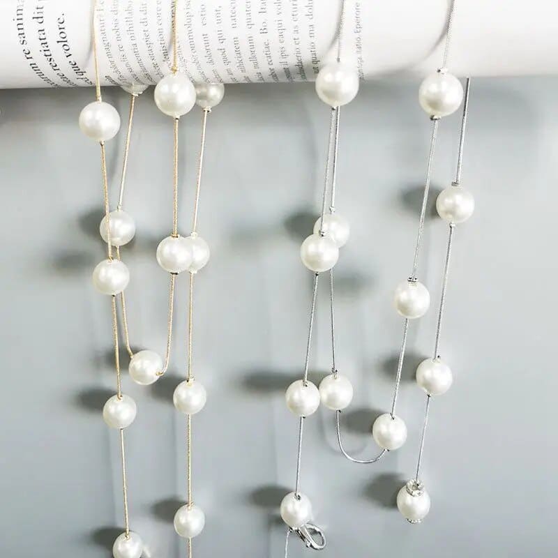 Ceinture bijoux élégante avec chaine fine réglable en métal et perles blanches – Image 6