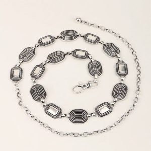 Ceinture chaine en métal vieilli motif illusion d’optique