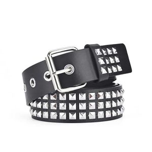 Ceinture cloutée noire avec clou carré style punk