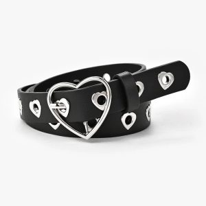 Ceinture coeur rock en simili cuir avec trous ajustables en forme de cœur