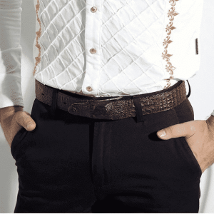 Ceinture Cow-Boy en Cuir avec Motif de Crocodile