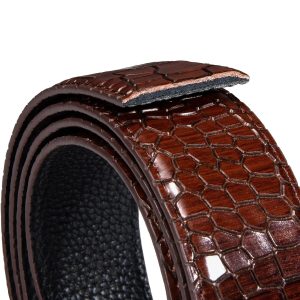 Ceinture Crocodile en Cuir Marron Style Écaille