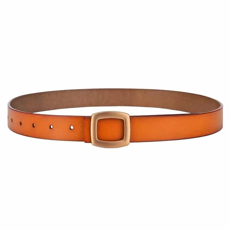 Ceinture Femme Tendance en Cuir Fendu avec Boucle Carrée – Image 4
