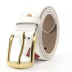Ceinture Homme Blanche avec Motifs en Forme de Losanges