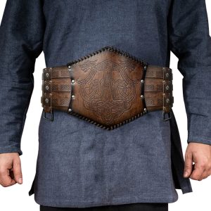 Ceinture Médiévale Style Viking avec Marteau de Thor en Simili Cuir