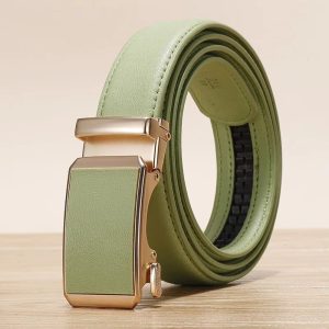 Ceinture verte automatique avec boucle dorée
