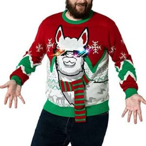 Christmas lama- lama, lunettes de soleil- Pull Noël Homme