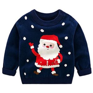 Chronique du Renne Adorable – Pull Enfant avec Boutons – Pull de Noël Tricoté pour Bébé