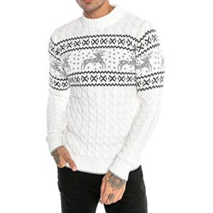 Classiquement Blanc – Rennes Vintage – Pull de Noël Homme