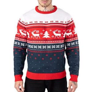 Combo renne sapin – Pull Norvégien, blanc- Pull Noël Homme