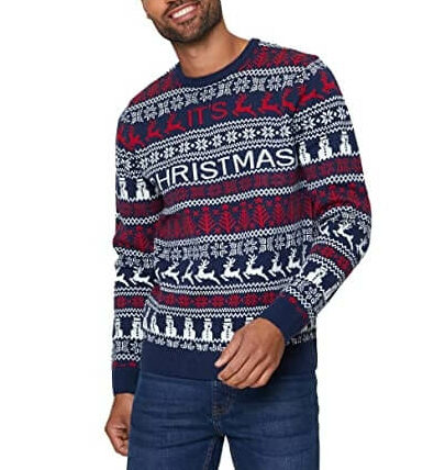 Dans la même direction – Pull lasagne, rennes,bleu- Pull Noël Homme – Image 2