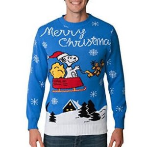 Dans les Airs – Snoopy en Père-Noël – Pull Moche Homme