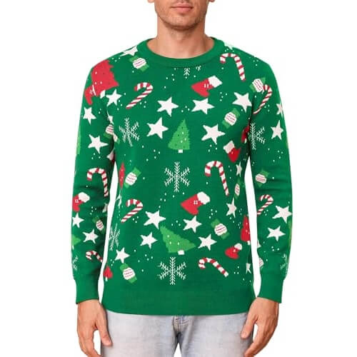 De l’Avant-Vers l’Arrière – Pull Noël Vert – Tricot Homme – Image 2