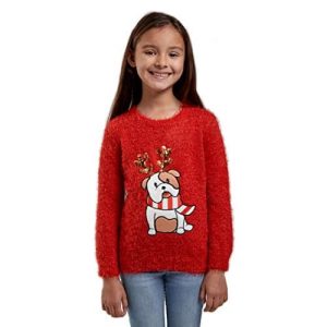 Doggy Renne – Rouge – Pull de Noël pour Enfant