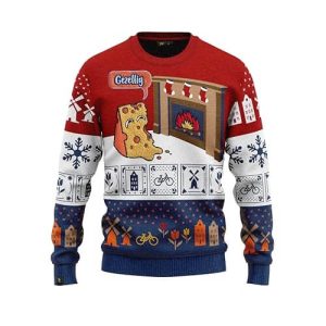 Esprit de Noël – Pull Rouge Sapin et Flocons – Pull de Noël pour Femme