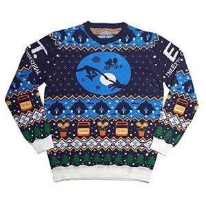 E.T. Phone Home – Pull Bleu Lumineux – Pull Moche Officiel pour Noël Unisexe