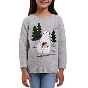 Famille Ours Paillettes – Gris – Pull de Noël pour Enfant