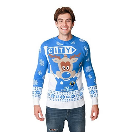 Fan de Manchester City – Pull de noël foot – Vintage – Bleu