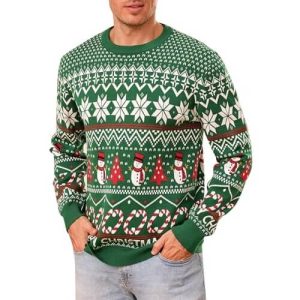 Farce de Noël – Père Noël et Arbre en Tricot – Pull d’Hiver pour Homme