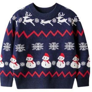 Féérie d&rsquo;Hiver – Tricot Enfant Dessin Animé – Pull de Noël Bleu pour Garçon
