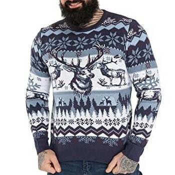 Festif et Fougueux – Pull Noël Enjolivé de Rennes – Pull Joyeux Noël