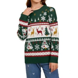 Festivités Rennescibles – Vert, Rouge et Rennes Coquins – Pull de Noël Enfant Unisexe