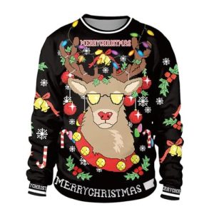 Fiesta des Renne – Imprimé 3D Festif – Pull de Noël pour Homme