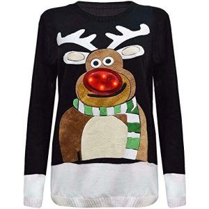 Flaire Intégré – Nez à LED Rouge  – Pull Noël Femme