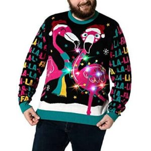 Flamands roses – flamand rose, Pull Noël LED- Pull moche pour Noël Unisexe