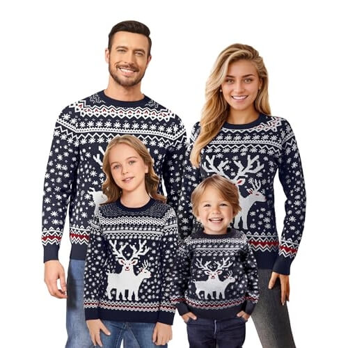 Rodolphe Rieur – En Bleu Étoilé – Pull de Noël Unisexe – Image 2