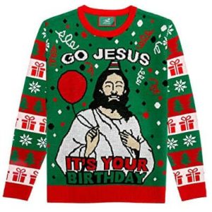 « Go Jésus C’est ton Anniversaire » – Pull Multicolore – Pull de Noël Amusant