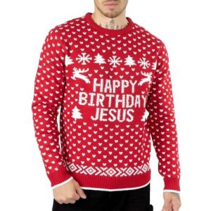« Happy birthday Jesus » – Motif retro 1970 – Rouge
