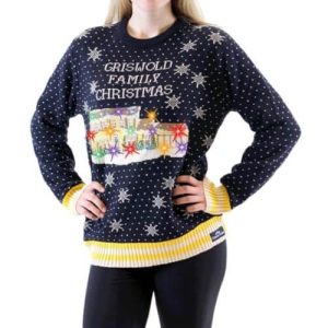 Inspiration télévisuelle – National Lampoon&rsquo;s Vacation – Pull de Noël Lumineux à LED – Bleu marine
