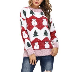 Mère Noël-Pull Noël, bonhomme de neige, sapin- Pull Noël Femme