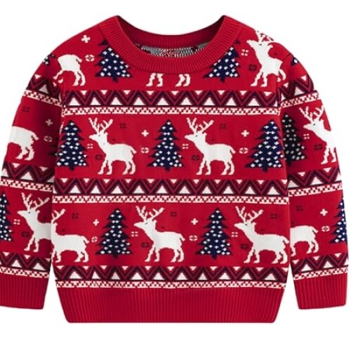 « Mini Chouette de Noël – Pull Enfant Amusant – Pull de Noël Tricoté Rouge » – Image 2