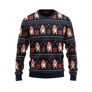 Ours écharpe sucre d’orge – Lasagne, ours, bleu- Pull Noël Homme