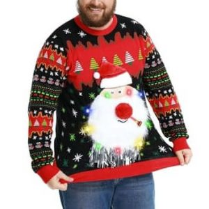 Père Noël Survolté – Lumineux Flashy – Pull de Noël LED Unisexe