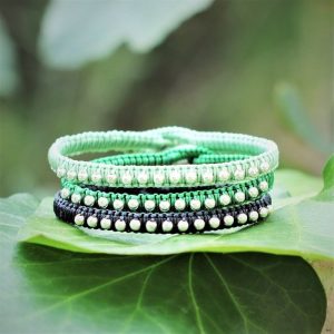 Bracelet femme monté sur cuir avec perles en argent – LE CIOTADEN