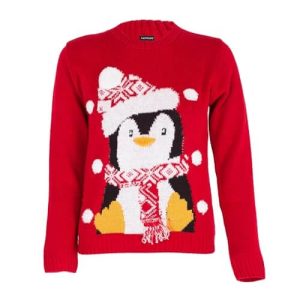 Pingouin Modèle – Bonnet & Écharpe Jacquard – Pull de Noël pour Enfant