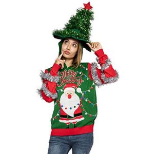 Bouffée Festive – Père Noël Vert – Pull Noël Femme