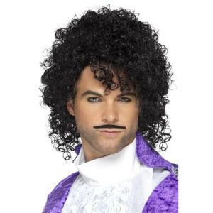 Rogers – Perruque & Moustache Love Symbol – Brun Bouclé