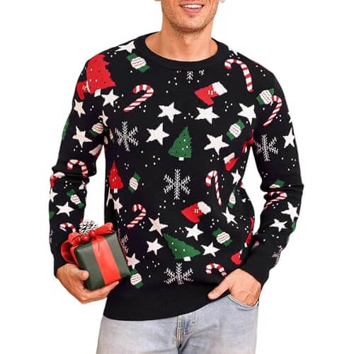 Rudolphe l’Eclairé – En Pull Tricot – Pull de Noël pour Homme